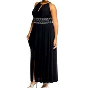 Womens Sz 16 Black R&M Richards Formal Long Gown Mother of the Bride Groom